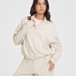 Mid Weight 1/4 Zip Sweatshirt Sand