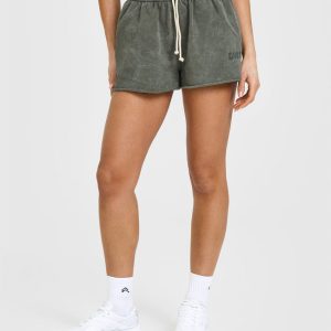 Raw Lounge Oversized Shorts Washed Dark Khaki