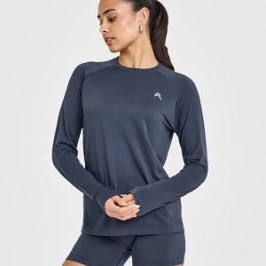 Go To Seamless Loose Long Sleeve Top True Blue