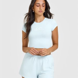 Cotton Baby T-Shirt with Graphic Cloud Blue