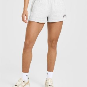 Foundations Oversized Shorts With Printed Graphic Light Grey Marl