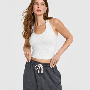 Cotton Fitted Mid Vest Light Grey Marl