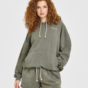 Raw Lounge Oversized Hoodie Washed Alpine Green