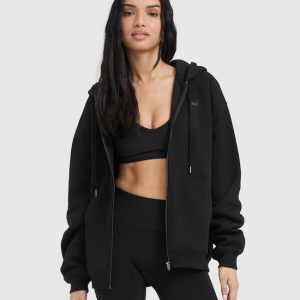 Foundations Zip Through Hoodie Black