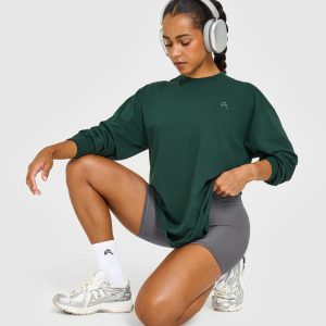 Classic Oversized Lightweight Long Sleeve Top Racing Green