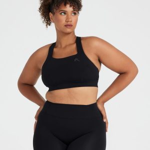 Timeless Wide Strap Sports Bra Black